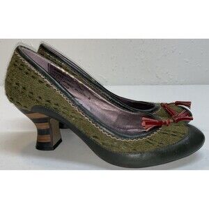 Poetic License Bombshell Pumps Heels Womens 6 Green Knit Tassel Witchy Fairy